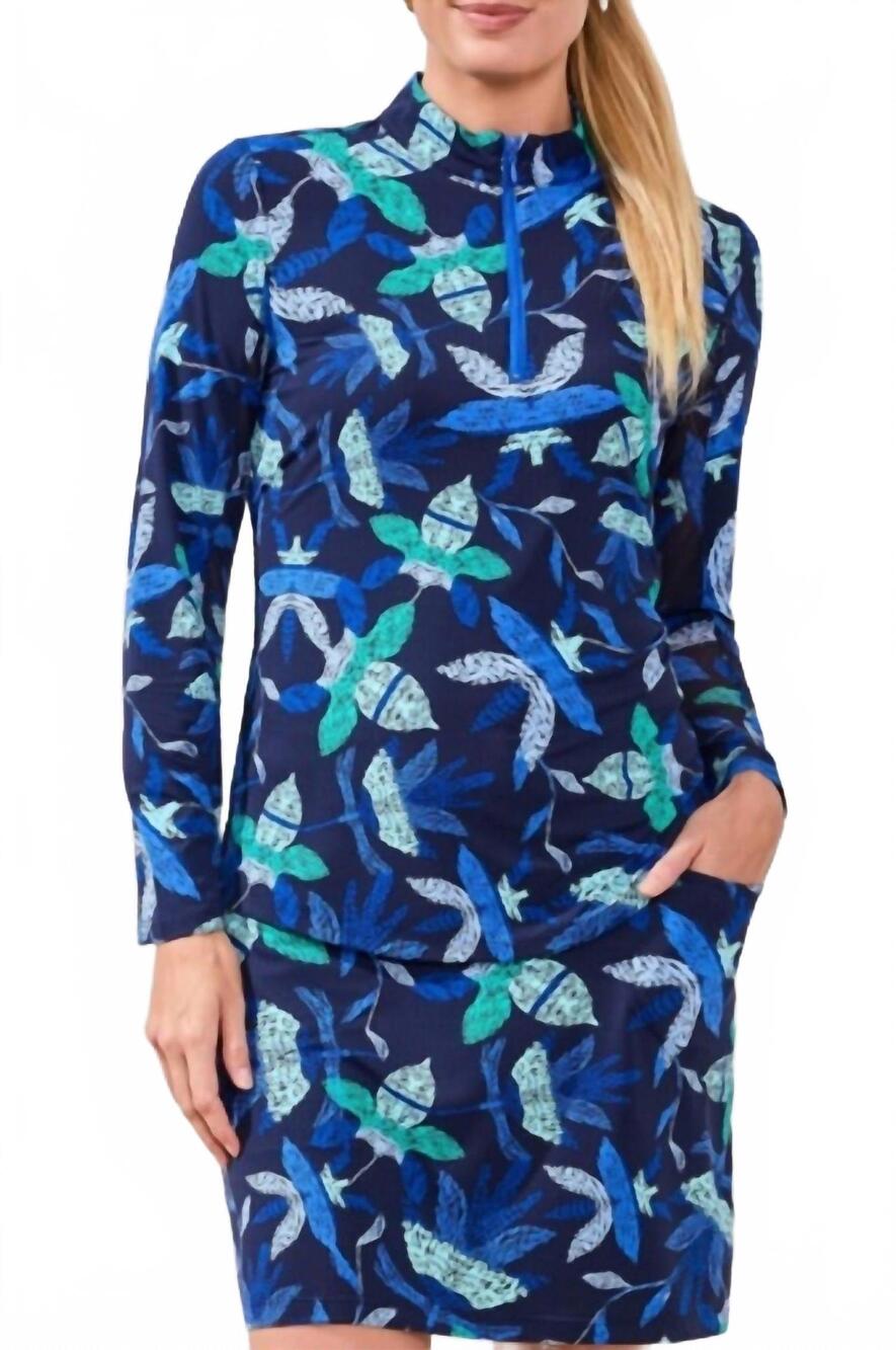 NEW TRIBAL high performance quarter-zip long sleeve pullover in blue surf
